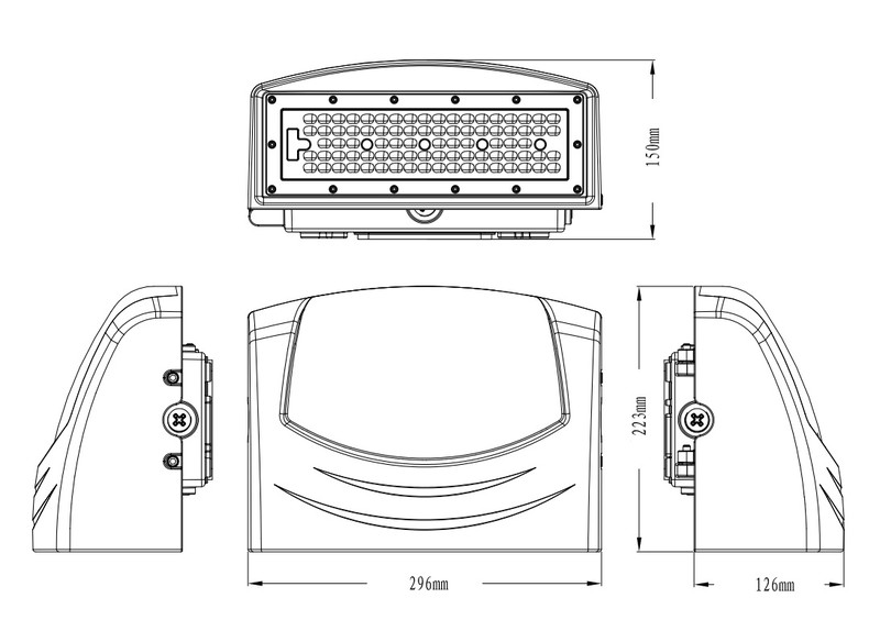 Ledimo Wall IP65 Seinävalaisin ulko IP65 70W 296mm 840 9100lm R08401 musta - Ledimo Oy
