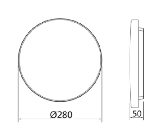 Ledimo Round IP65 18W IK08 D280x50mm 830-840-860 2160lm 120deg - Ledimo Oy