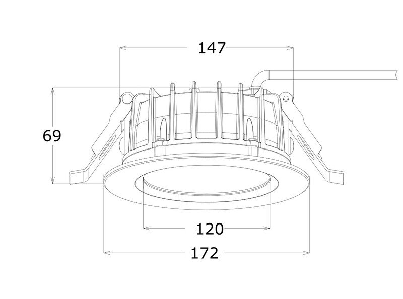 Ledimo Dura DL alasvalo IP65 IK10 18W 172mm 830 1950lm 38deg valkoinen - Ledimo Oy
