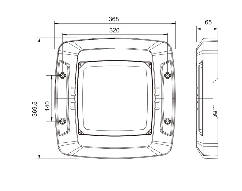 Ledimo Cover Kattovalaisin ulko IP66 IK08 120W 369x368x65 850 18000lm 90deg valkoinen - Ledimo Oy