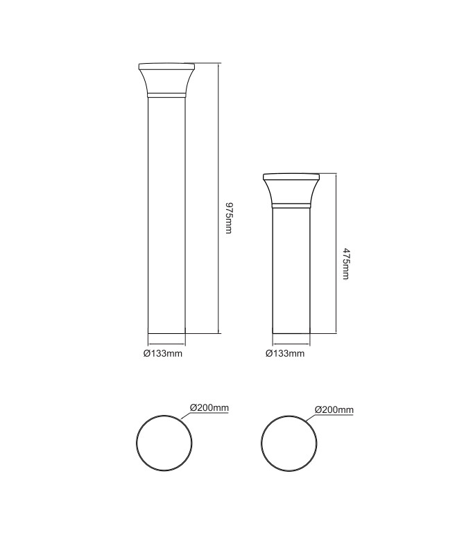 Ledimo Zone BL Pollarivalaisin IP66 IK08 25W ⌀133x975mm 840 2500lm 360deg musta - Ledimo Oy