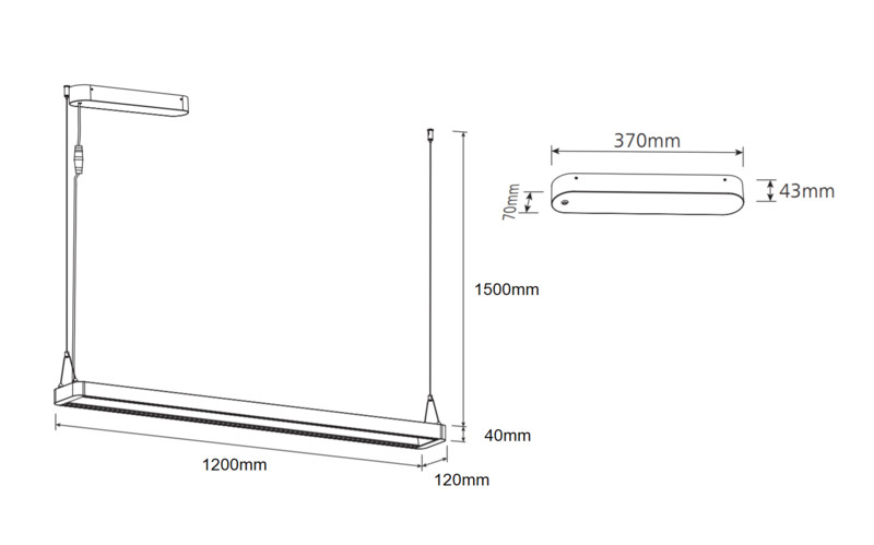 Ledimo Desktop IP20 Ripustusvalaisin IP20 40W 1200mm 840 110/60deg 5000lm valkoinen - Ledimo Oy