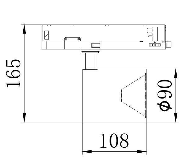 Ledimo Easytrack Mini Kohdevalaisin 3-vaihekiskoon IP20 20W 90x108mm 930/940/950 2000lm 38deg musta, himmennys potentiometrillä - Ledimo Oy