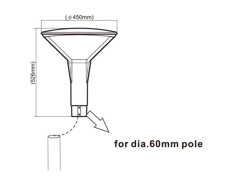 Ledimo Done IP66 pylväsvalaisin 75W 450mm 830 9000lm R01204 musta - Ledimo Oy Ledimo Done IP66 pylväsvalaisin 75W 450mm 830 9000lm R01204 musta - Ledimo Oy