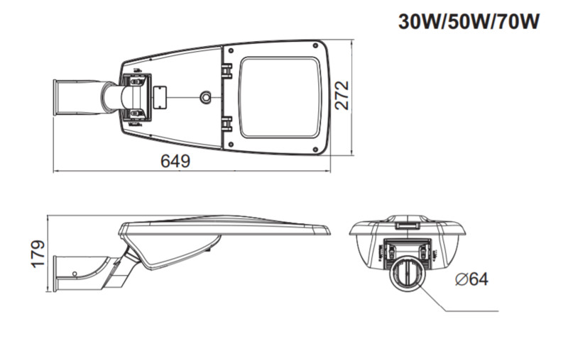 Ledimo Highway 2 IP66 Tievalaisin 30W 649mm 740 3600lm R09601 harmaa - Ledimo Oy
