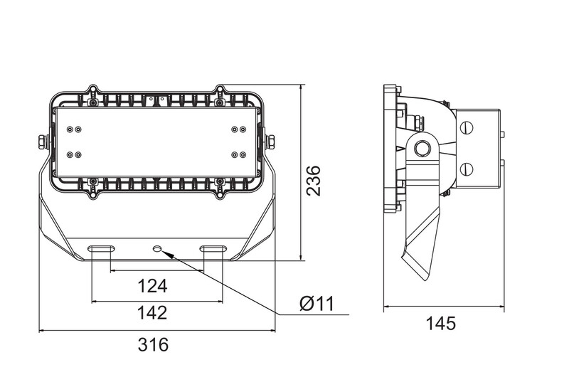 Ledimo Area Midi IP66 Valonheitin IP66 200W 316mm 840 28000lm 38x100deg black DALI2 - Ledimo Oy