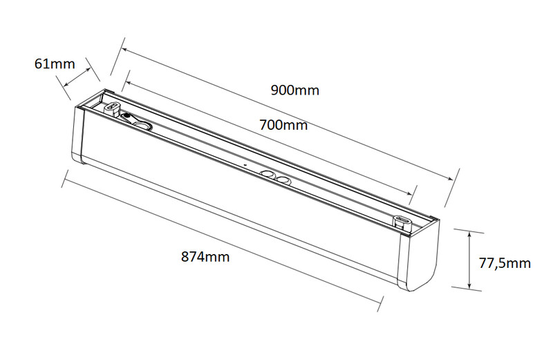 Ledimo Linear Mini Yleisvalaisin IP44 15W 900mm 830/840/857C  1770-1900lm 150deg valkoinen SENSOR - Ledimo Oy