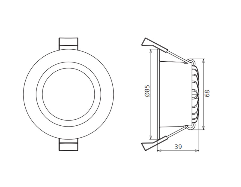 Ledimo Downlight IP54 Alasvalo IP54 7W 85mm 830/840/857C 490-600lm 90deg DIM valkoinen - Ledimo Oy