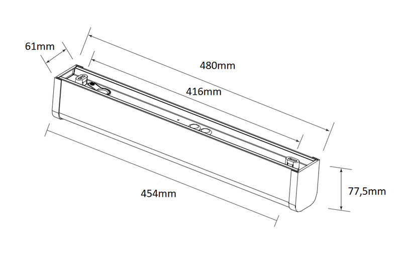 Ledimo Linear Mini Yleisvalaisin IP44 8W 480mm 830/840/857C  950-1010lm 150deg valkoinen - Ledimo Oy