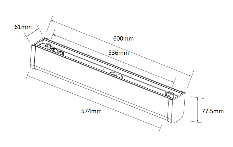 Ledimo Linear Mini Yleisvalaisin IP44 10W 600mm 830/840/857C  1190-1270lm 150deg valkoinen - Ledimo Oy