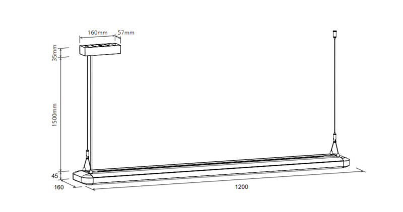 Ledimo® Desktop 2 Pinta-ripustusvalaisin (Pinta) 32W 1200mm 4000K Ra80 4100lm valkoinen mikroprisma 70deg - Ledimo Oy