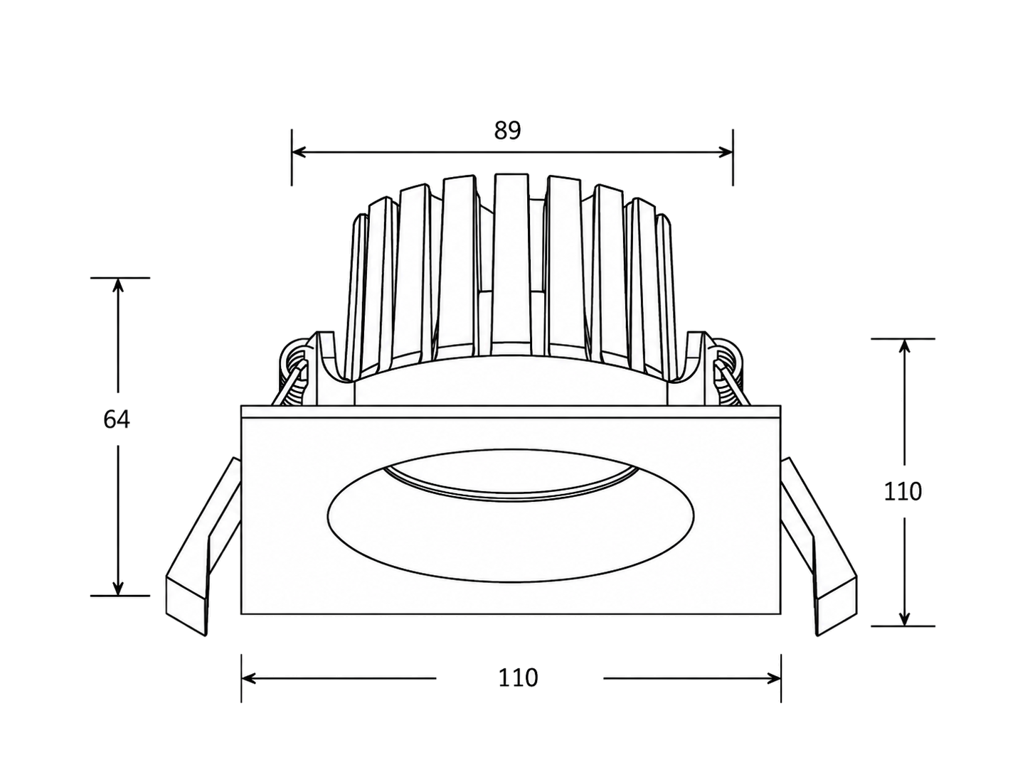 Ledimo® Spot SQ Alasvalo IP65 13W 110mm 3000-4000K Ra90 1144-1319lm valkoinen 36deg TRIAC - Ledimo Oy