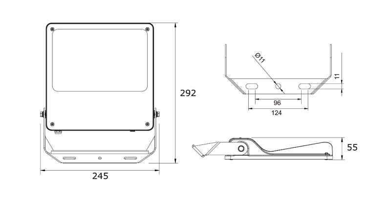 Ledimo® Area Valonheitin IP66 50W 292mm 4000K Ra80 7500lm musta 58x125deg - Ledimo Oy Ledimo® Area Valonheitin IP66 50W 292mm 4000K Ra80 7500lm musta 58x125deg - Ledimo Oy
